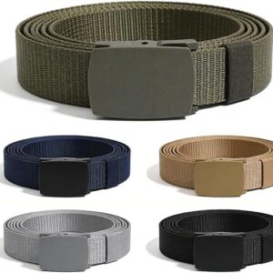 Men's Stretch Tactical Belt – Adjustable No-Hole Belt with Plastic Buckle for Hiking, Work & Casual Wear