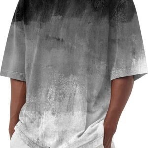 Men's Summer Gradient T-Shirt – Short Sleeve Crew Neck Casual Oversized Soft Tee