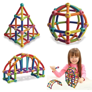128-Piece Flexible Building Stick Blocks – Creative Construction & Montessori Educational Toy for Kids